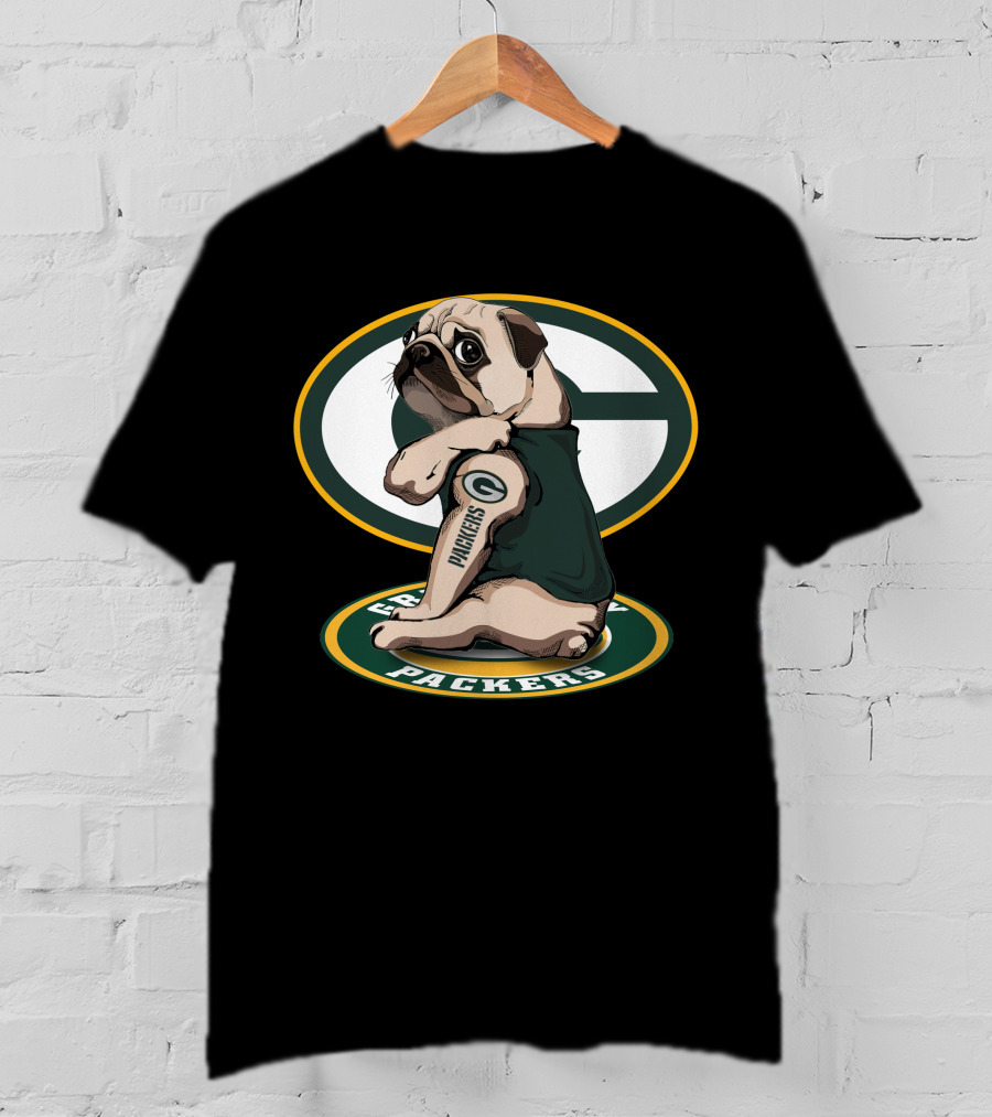 Green Bay Packers Pug With Tattoo T-Shirt