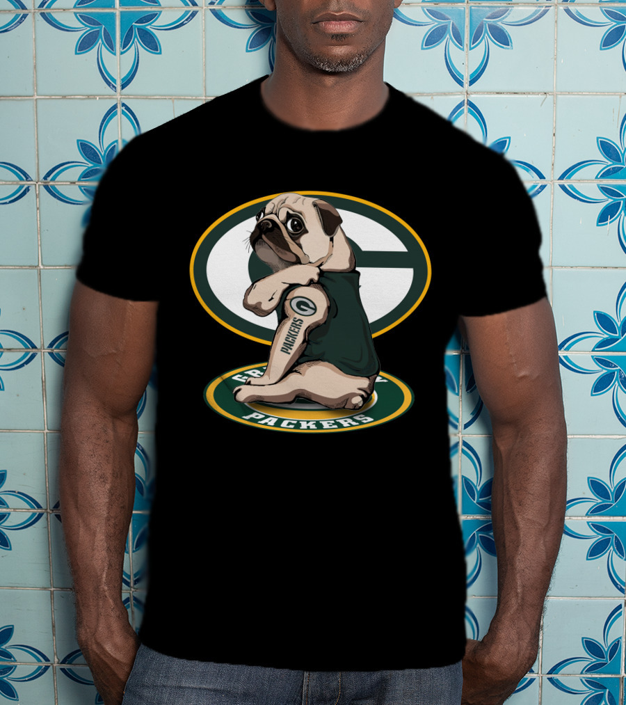 Green Bay Packers Pug With Tattoo T-Shirt