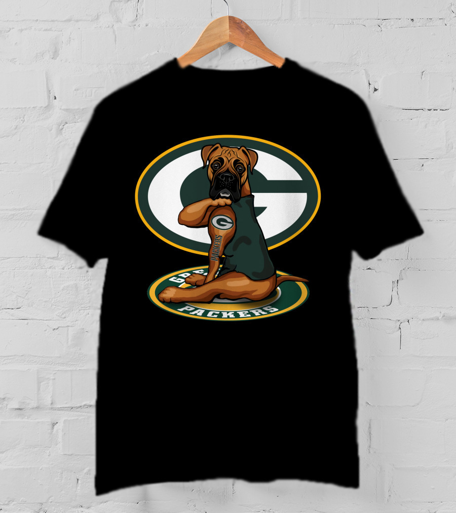 Boxer Packers Green Bay Logo Dog T-Shirt