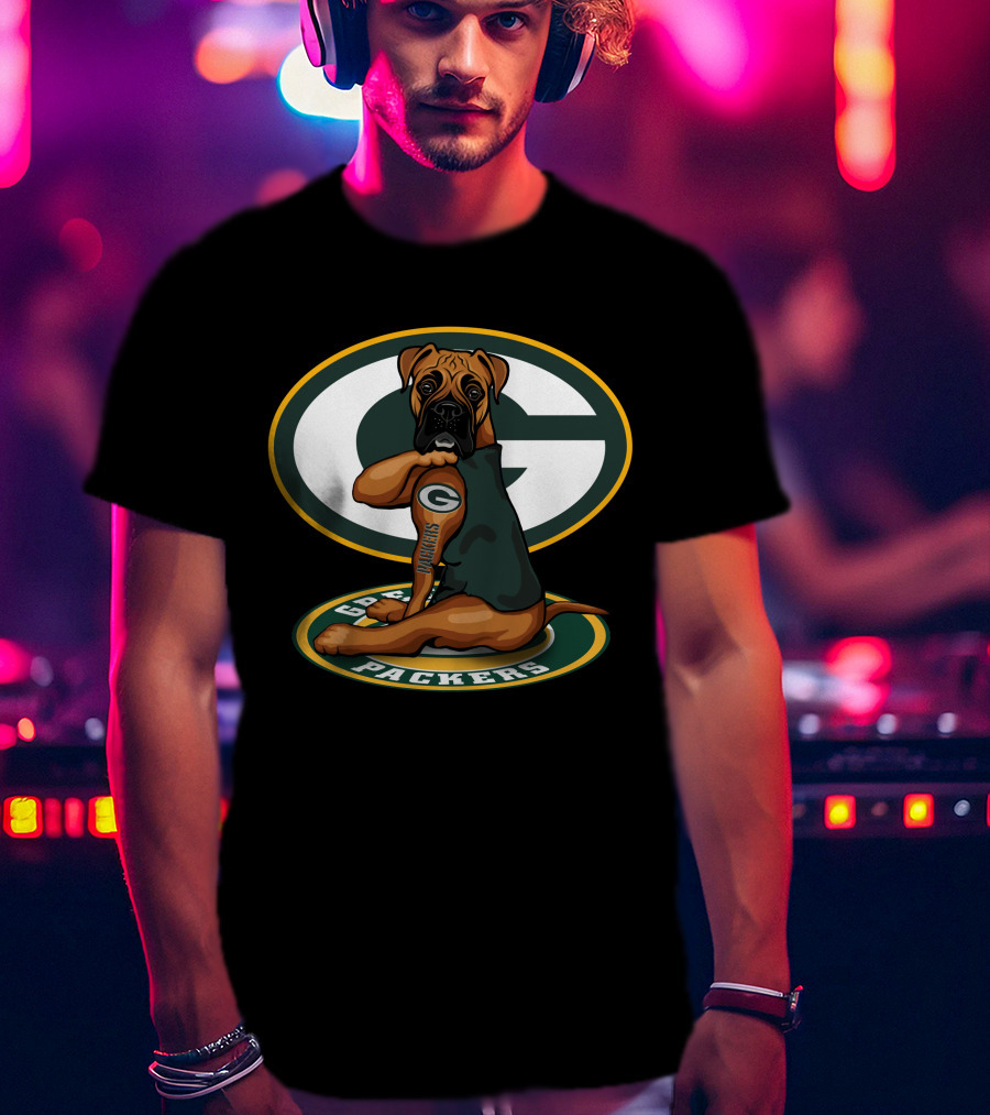 Boxer Packers Green Bay Logo Dog T-Shirt