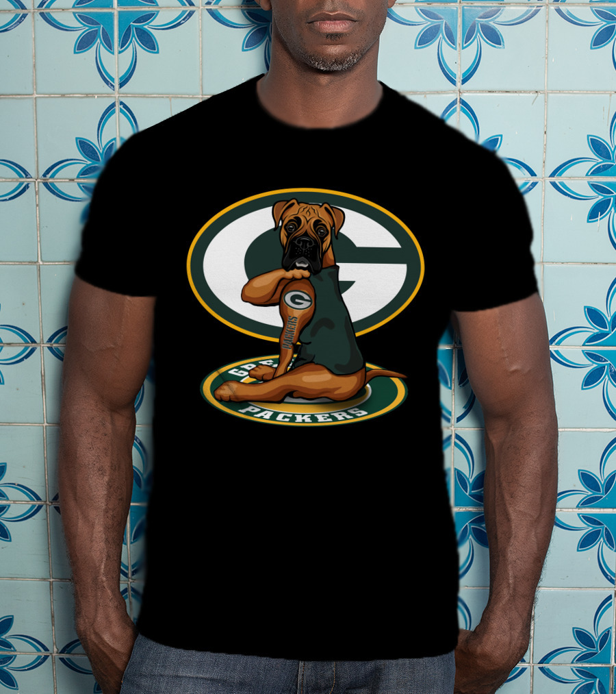 Boxer Packers Green Bay Logo Dog T-Shirt