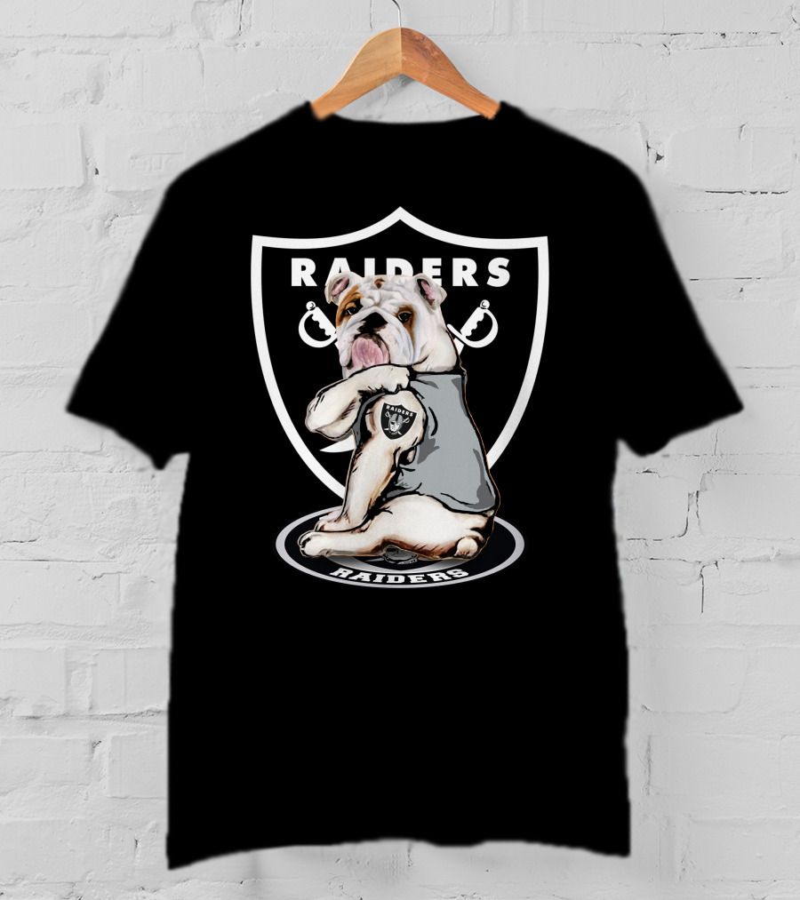Raiders Bulldog With Shield Logo And Sword Elements T-Shirt