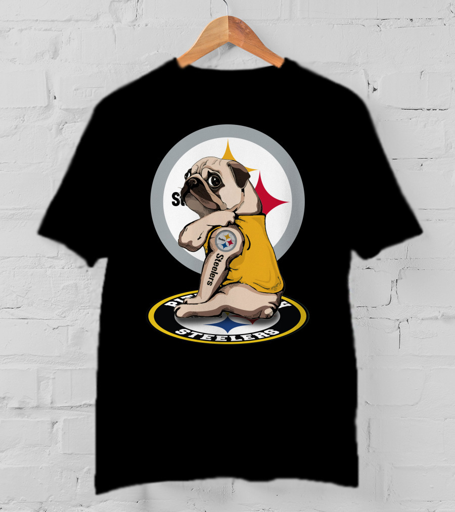 Steelers Pug Fan Football T-Shirt