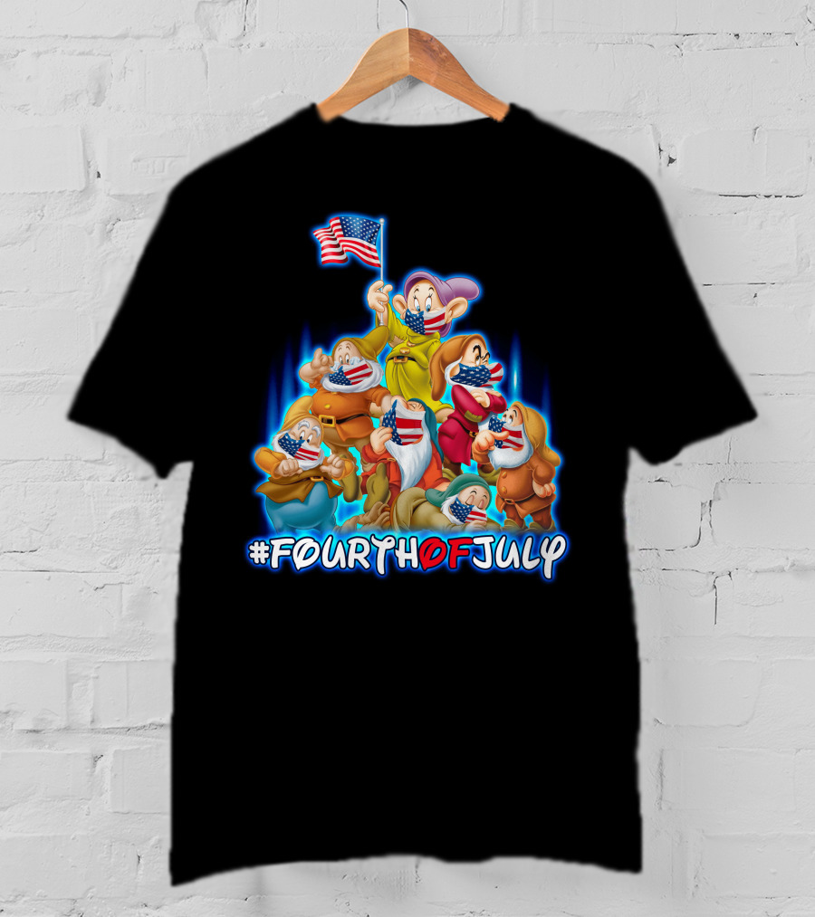 FOURTHOFJULY 7 Dwarfs With American Flags T-Shirt