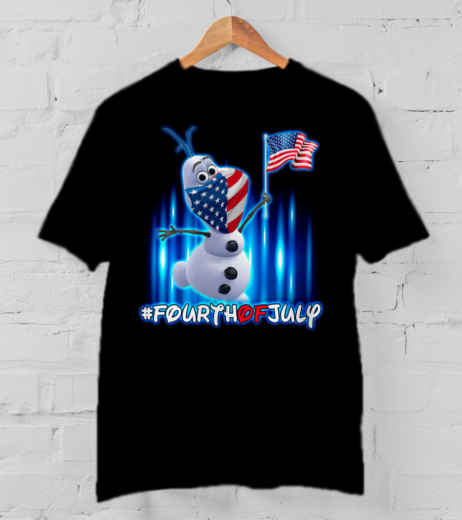 FourthofJuly Olaf Holding American Flag T-Shirt