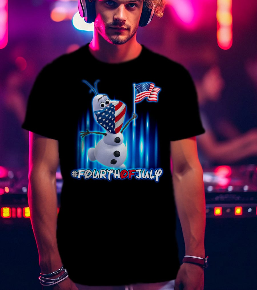 FourthofJuly Olaf Holding American Flag T-Shirt