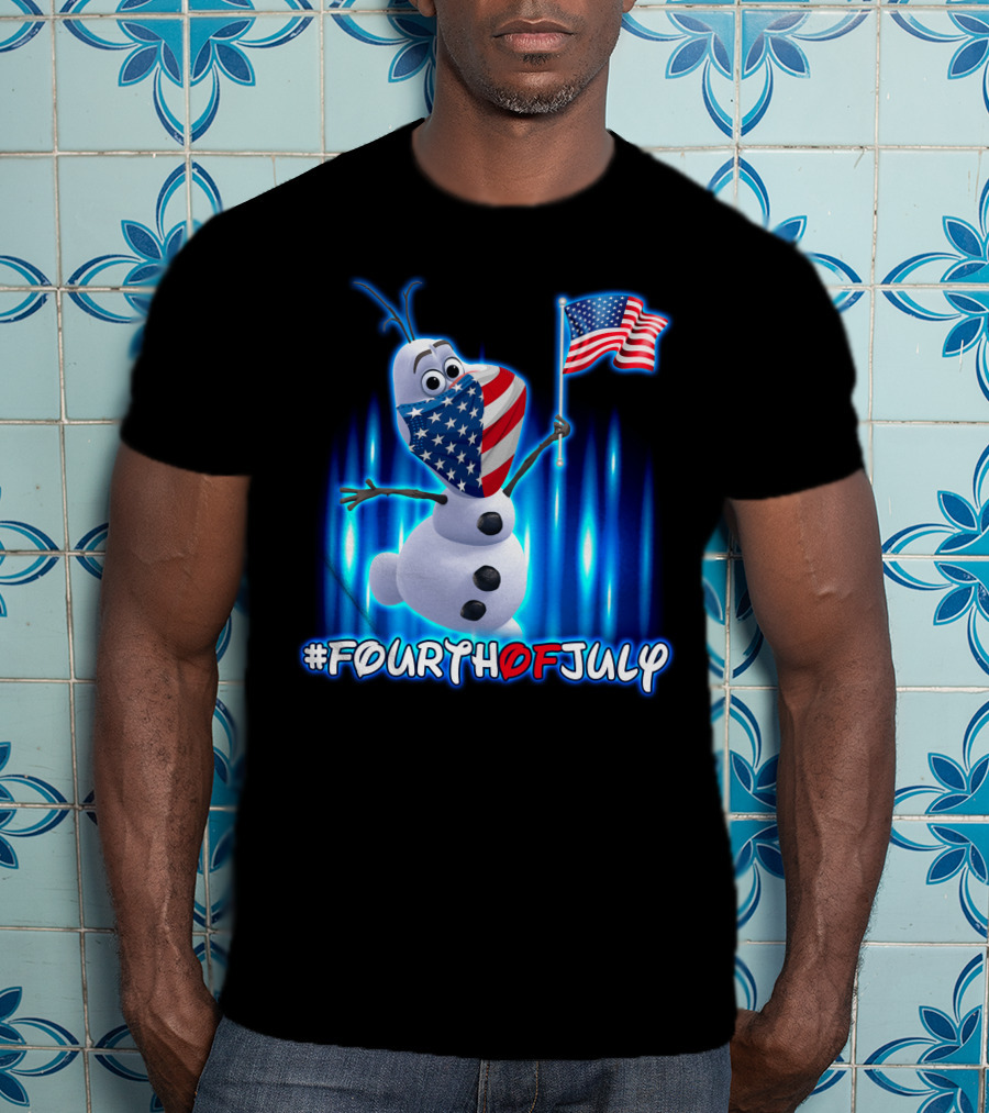 FourthofJuly Olaf Holding American Flag T-Shirt