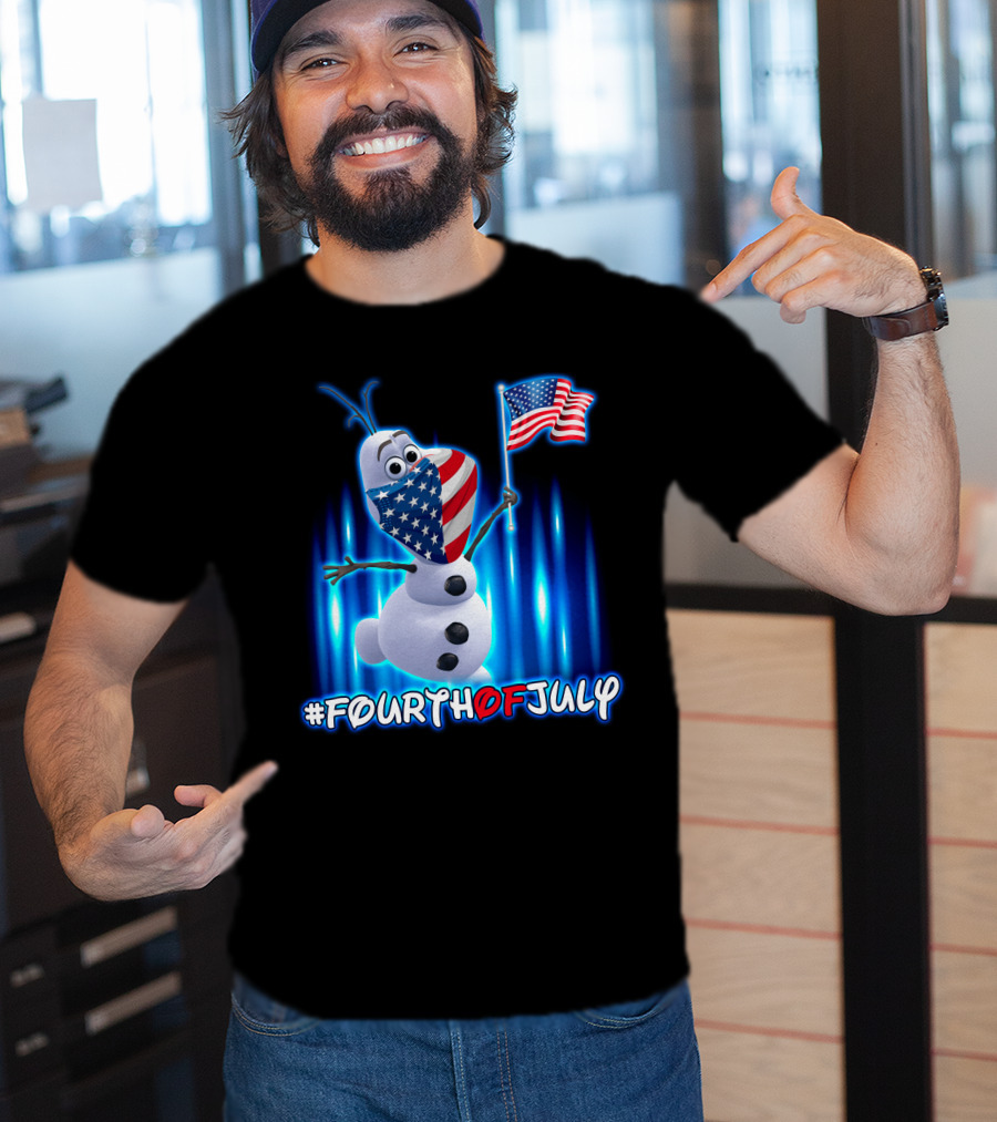 FourthofJuly Olaf Holding American Flag T-Shirt