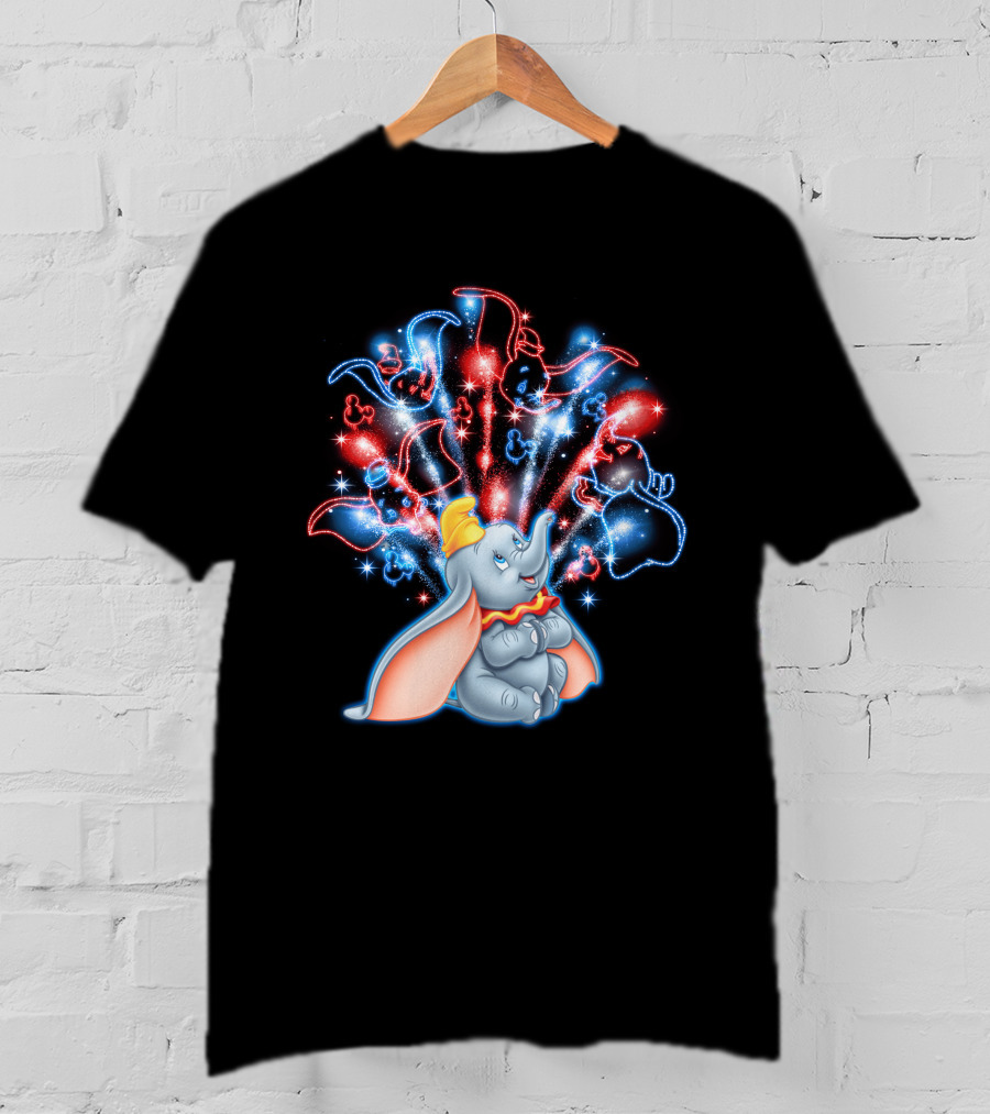 Dumbo Spectacular Fireworks Celebration With Colorful Stars And Figures T-Shirt