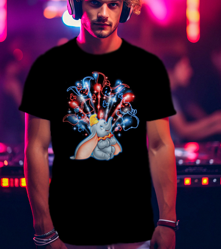Dumbo Spectacular Fireworks Celebration With Colorful Stars And Figures T-Shirt