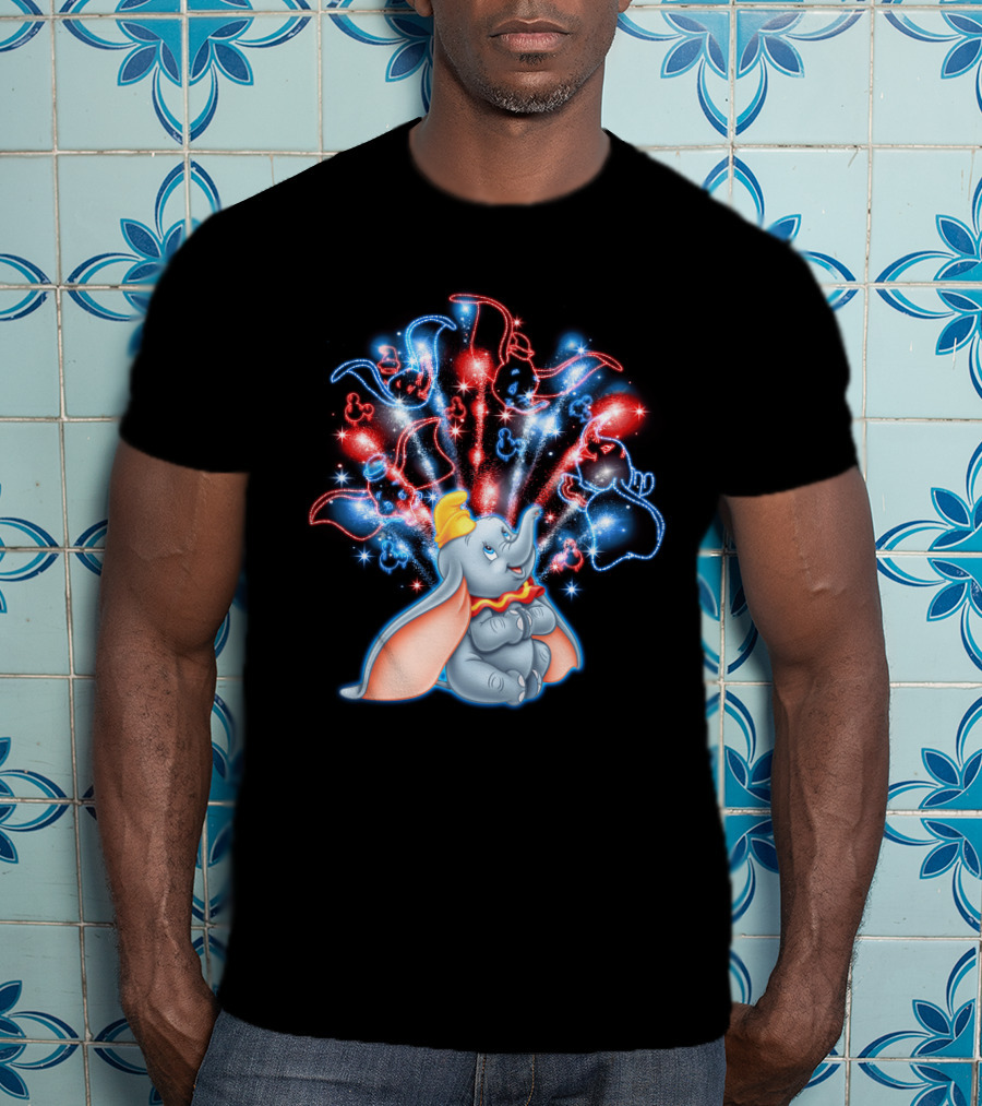 Dumbo Spectacular Fireworks Celebration With Colorful Stars And Figures T-Shirt