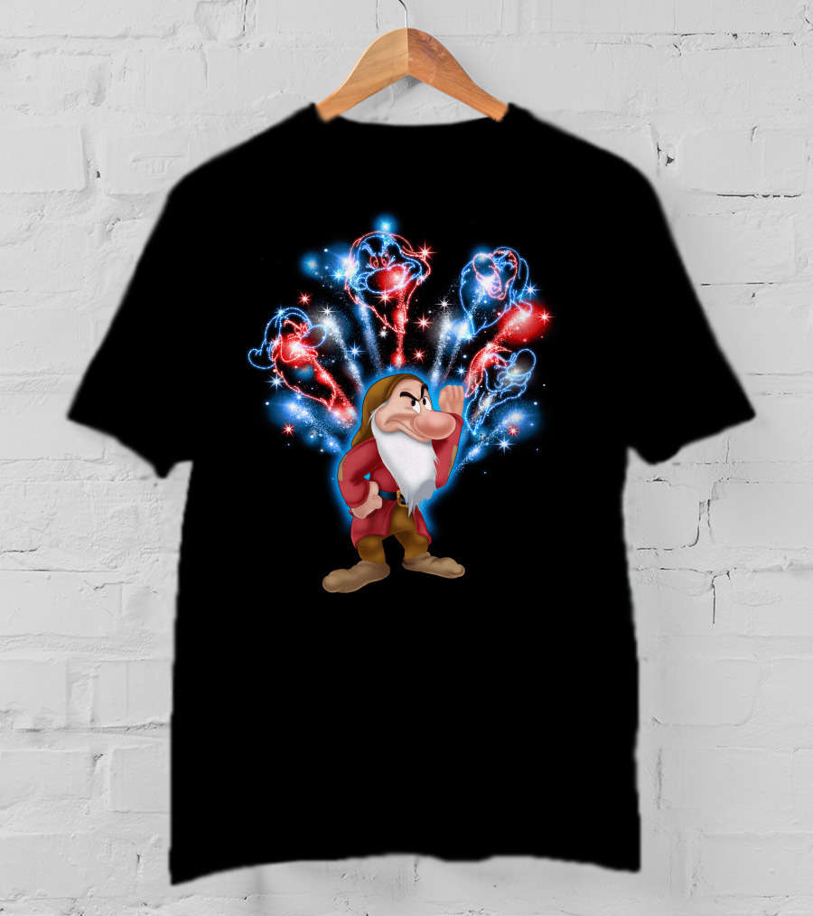 Grumpy Magical Firework Display With Colorful Sparkling Characters T-Shirt