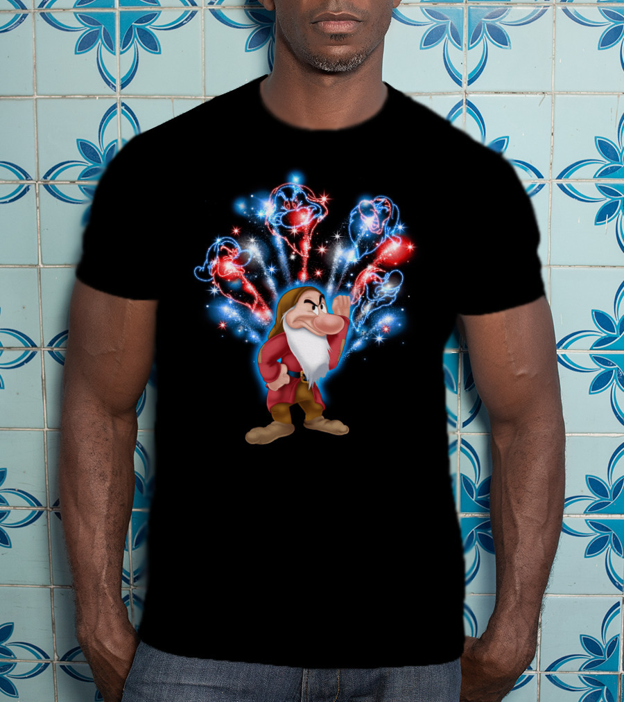 Grumpy Magical Firework Display With Colorful Sparkling Characters T-Shirt