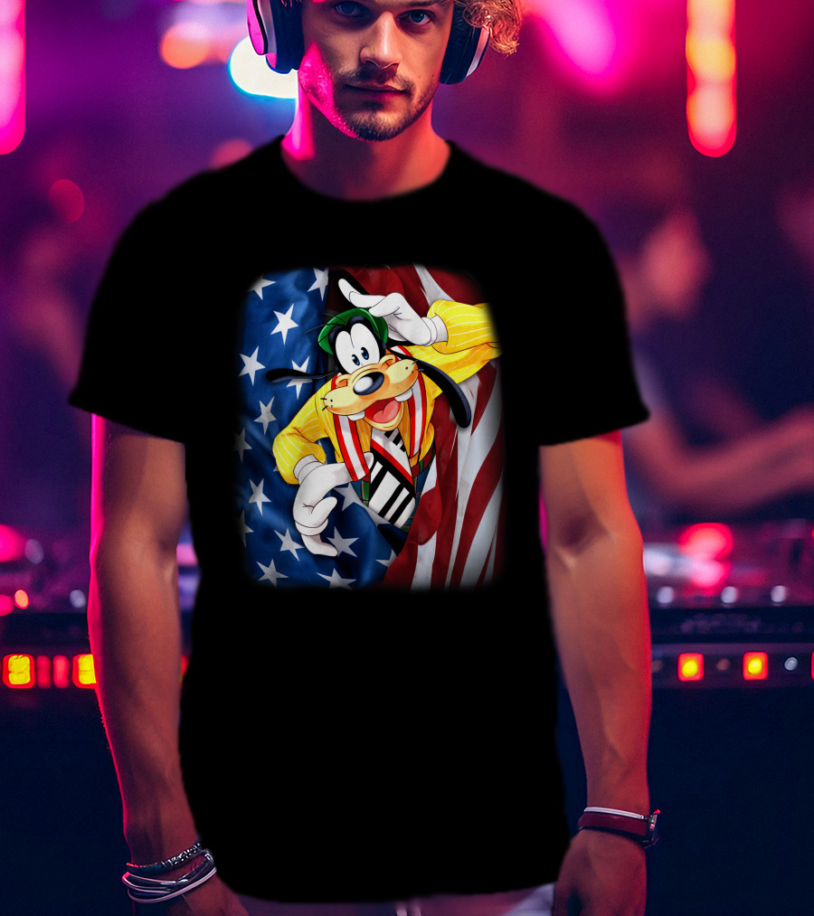 Goofy United States Flag Patriotic T-Shirt