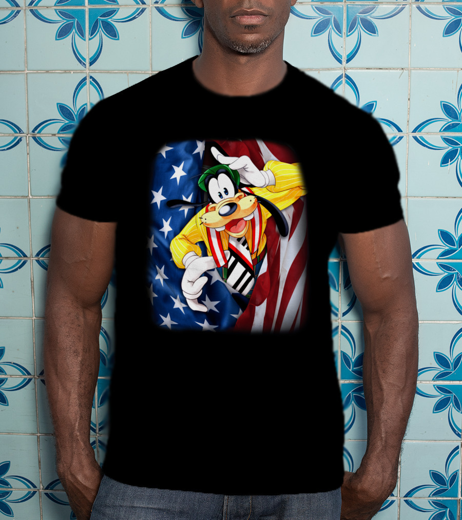 Goofy United States Flag Patriotic T-Shirt