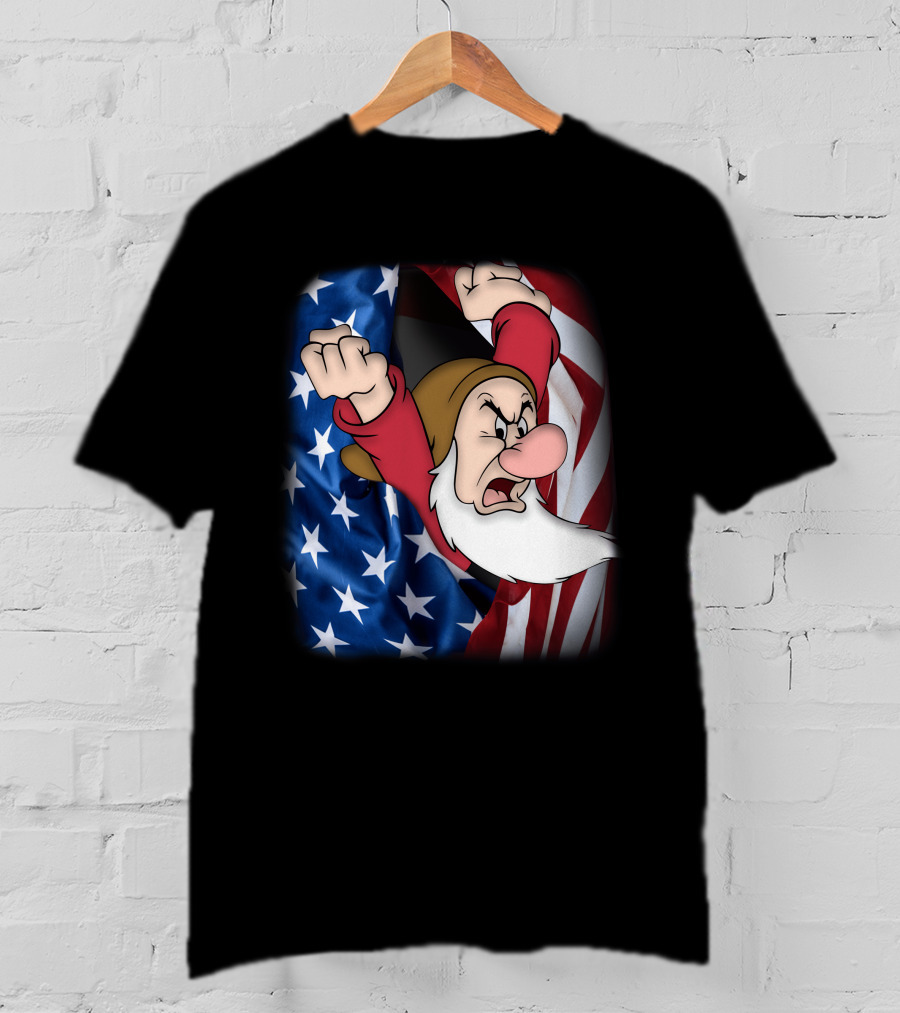 Grumpy American Flag Stars And Stripes Burst T-Shirt