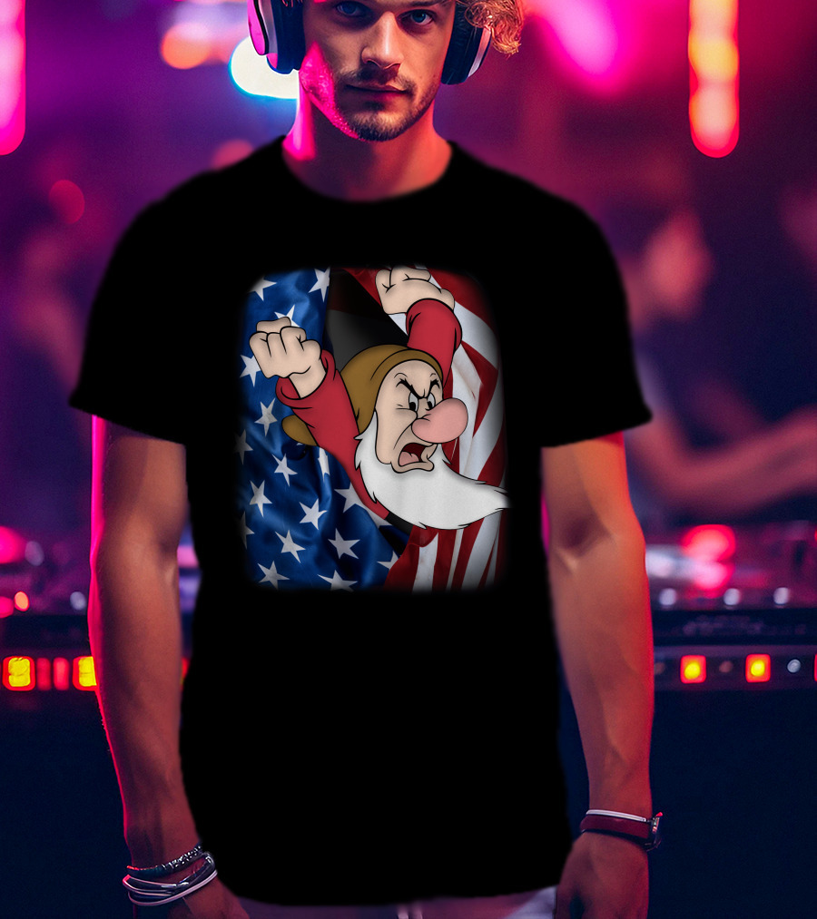 Grumpy American Flag Stars And Stripes Burst T-Shirt