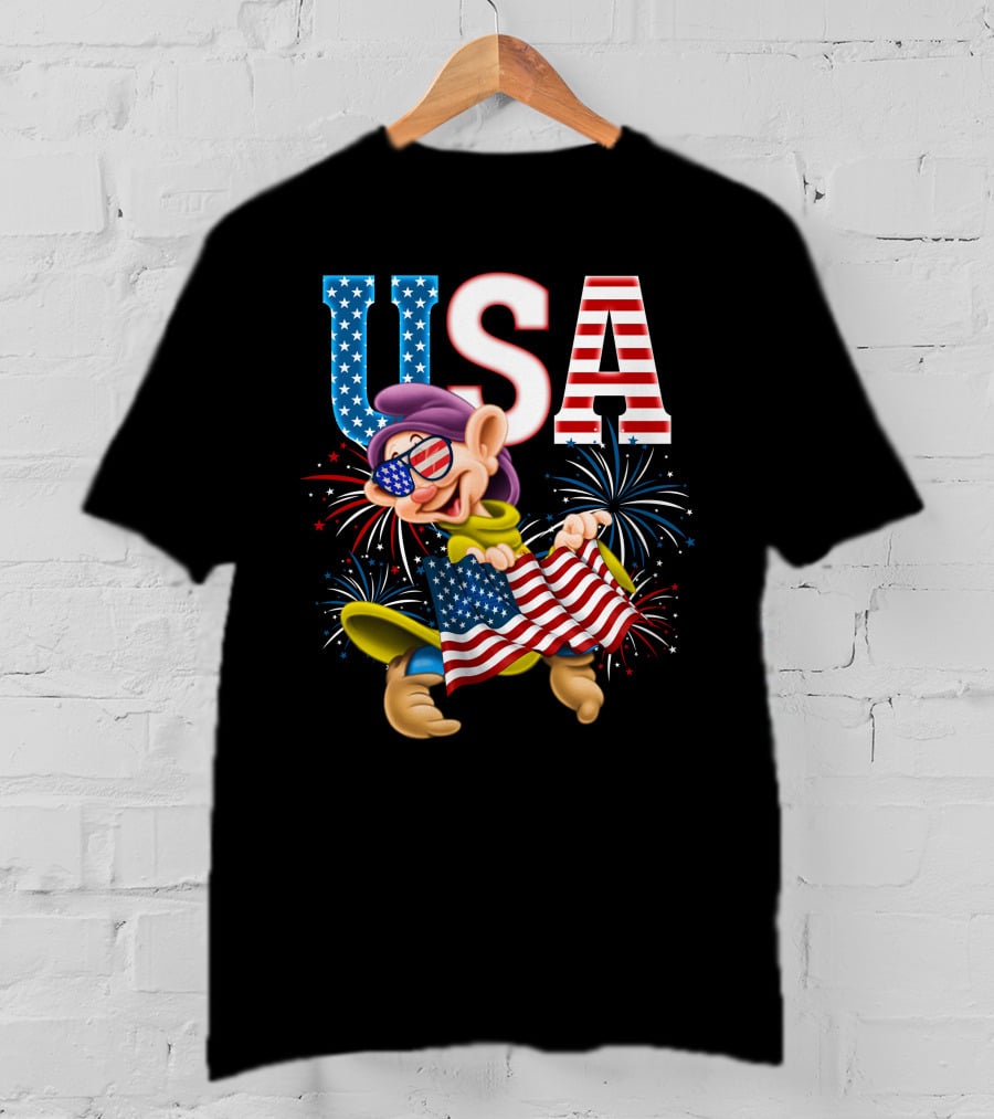 USA Dopey Stars And Stripes Fireworks T-Shirt
