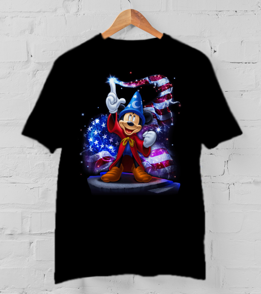Mickey Sorcerer Patriotic Stars And Stripes July T-Shirt
