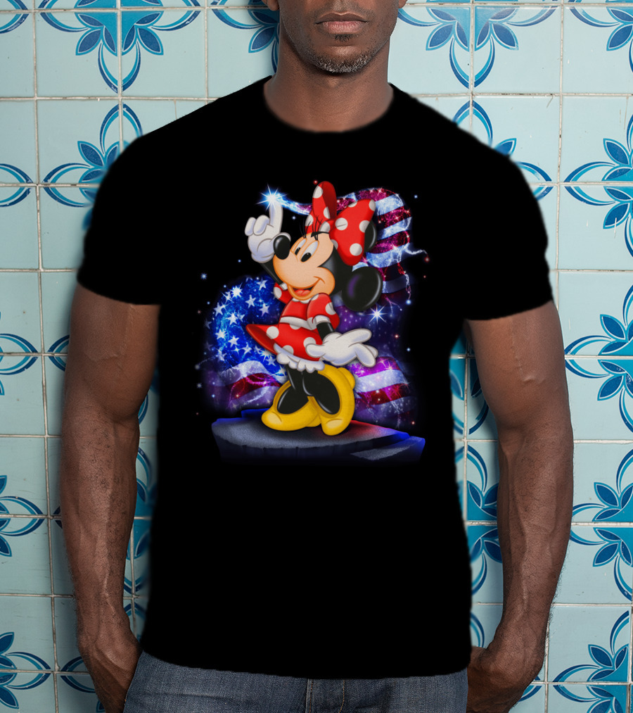 Minnie Mouse July Patriotic Bling T-Shirt