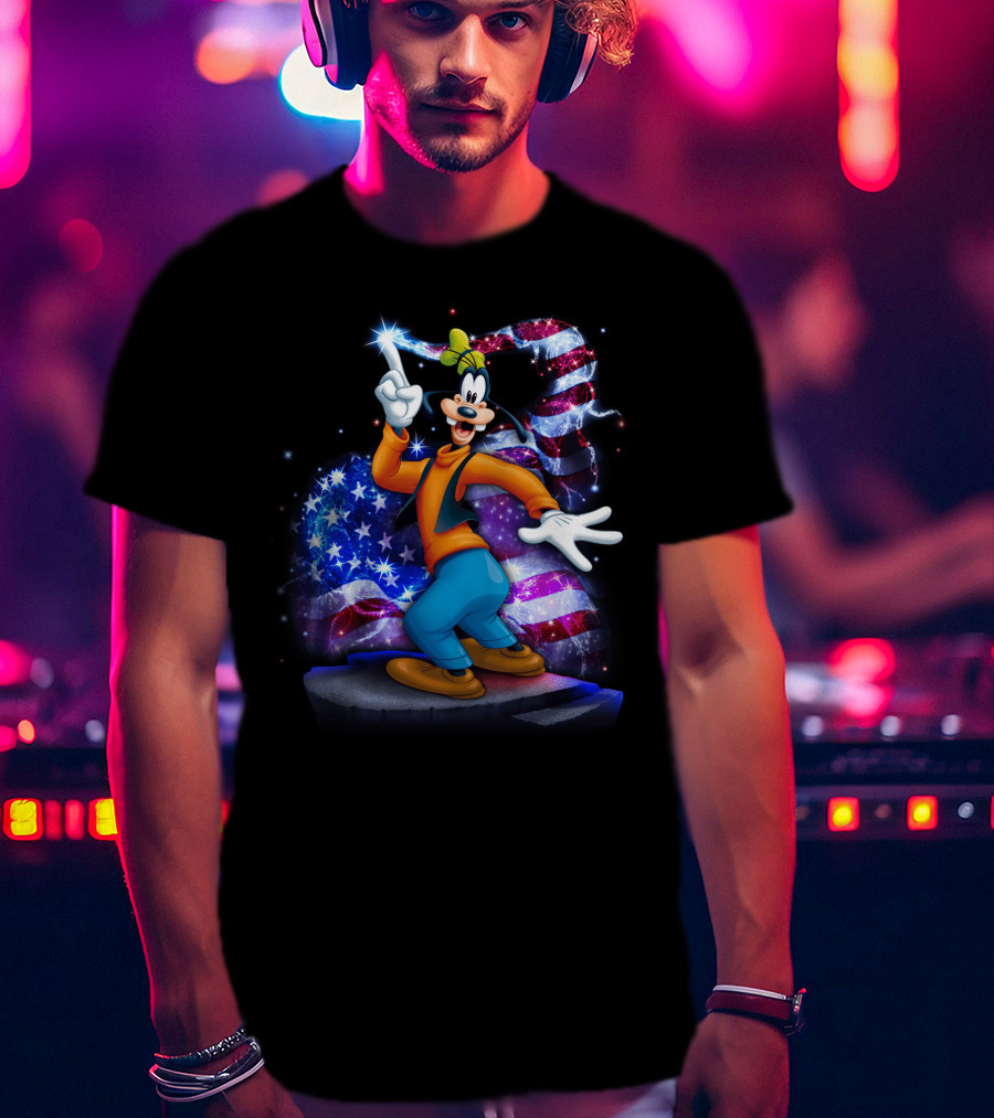 Goofy Bling July American Flag T-Shirt