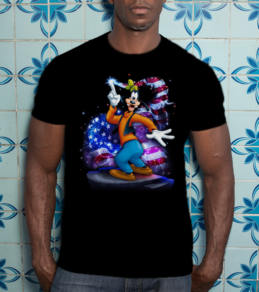 Goofy Bling July American Flag T-Shirt