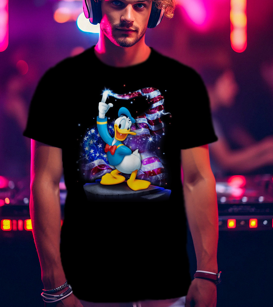 Donald Bling Patriotic July Celebration With Sparkling American Flag T-Shirt