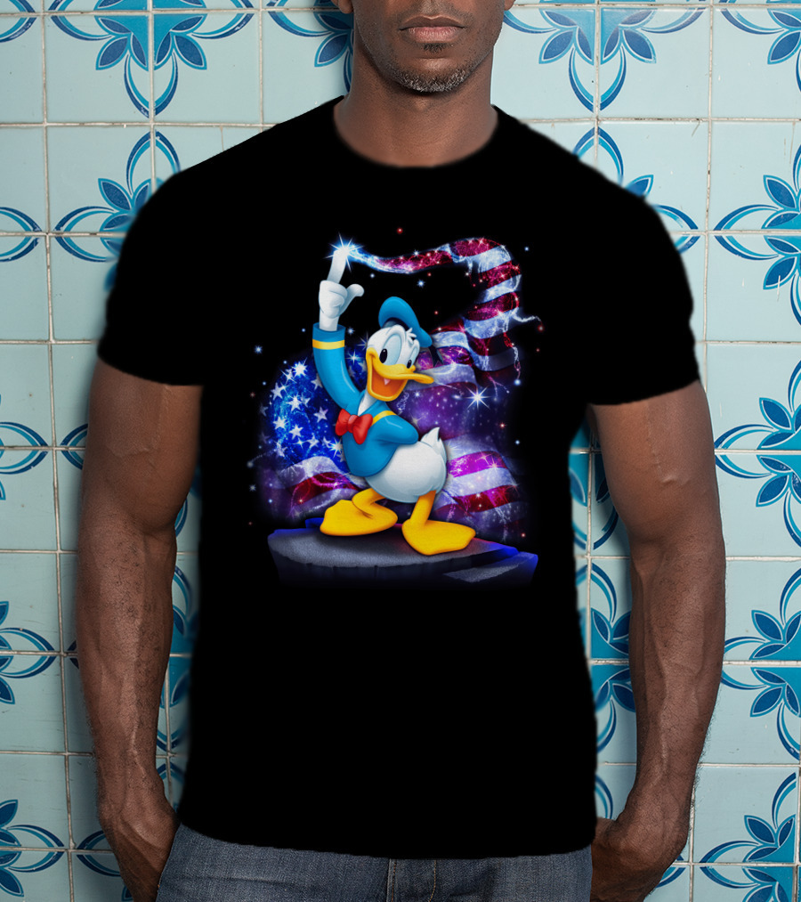 Donald Bling Patriotic July Celebration With Sparkling American Flag T-Shirt