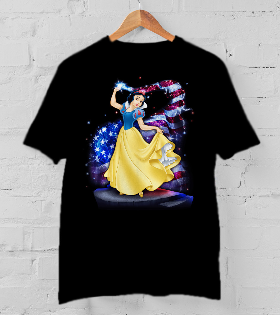 Snow White American Flag Bling July T-Shirt