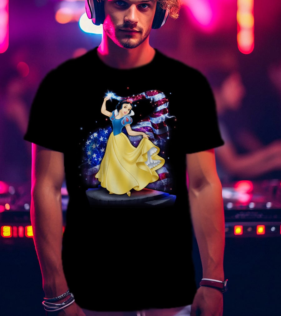 Snow White American Flag Bling July T-Shirt