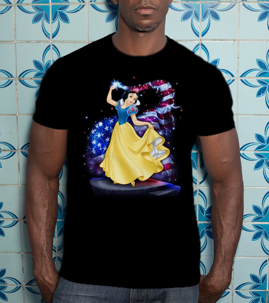 Snow White American Flag Bling July T-Shirt