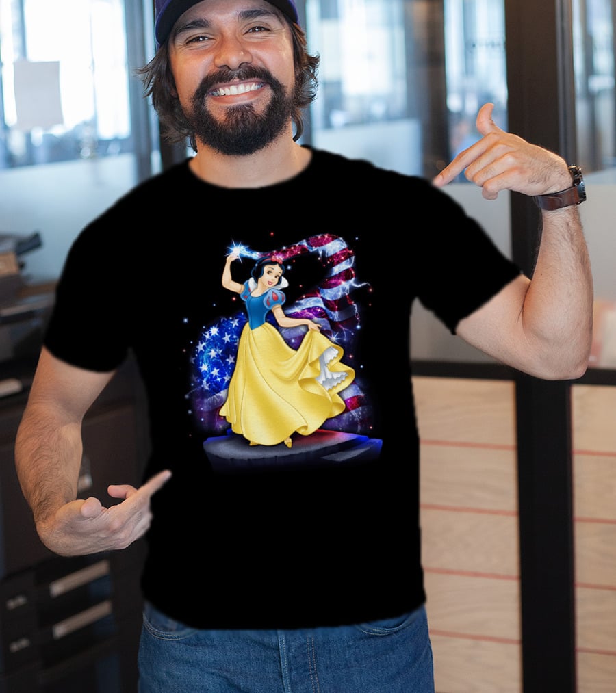 Snow White American Flag Bling July T-Shirt