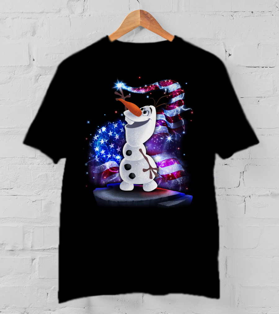 Olaf Bling July American Flag Sparkle T-Shirt