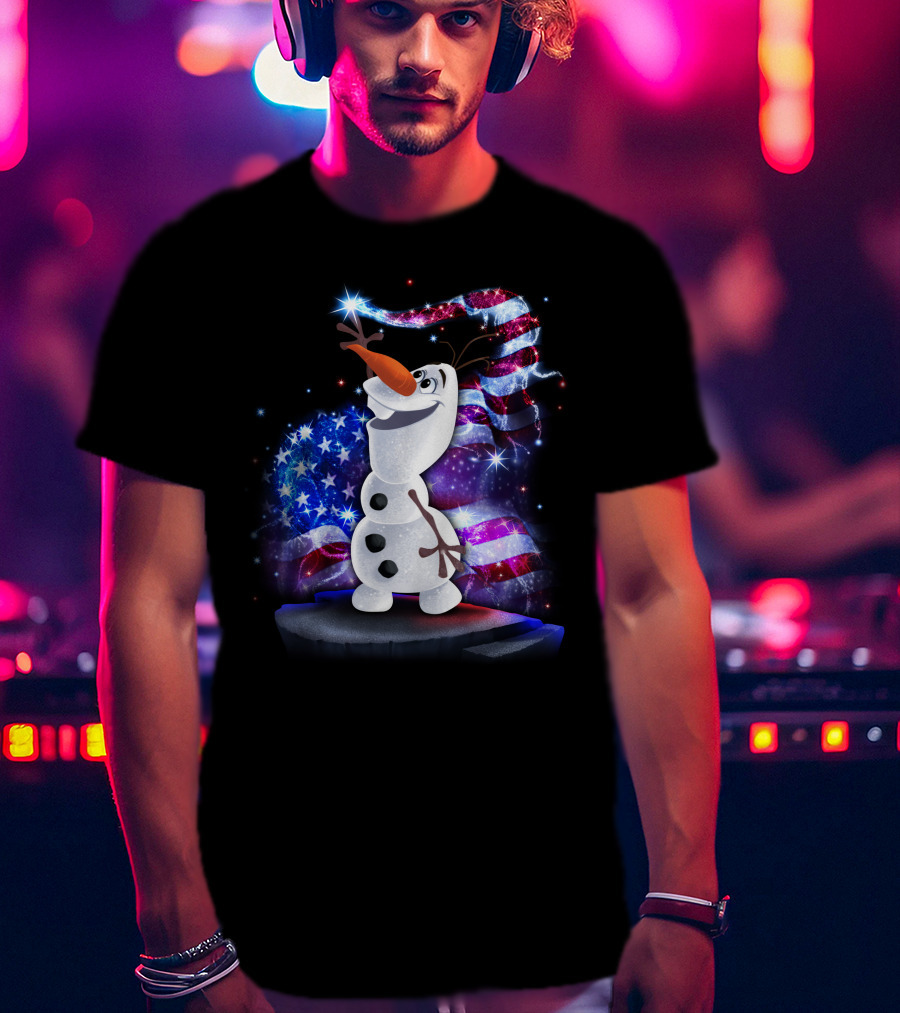 Olaf Bling July American Flag Sparkle T-Shirt