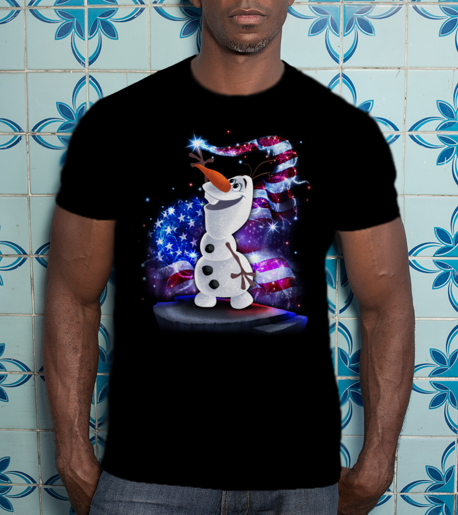 Olaf Bling July American Flag Sparkle T-Shirt