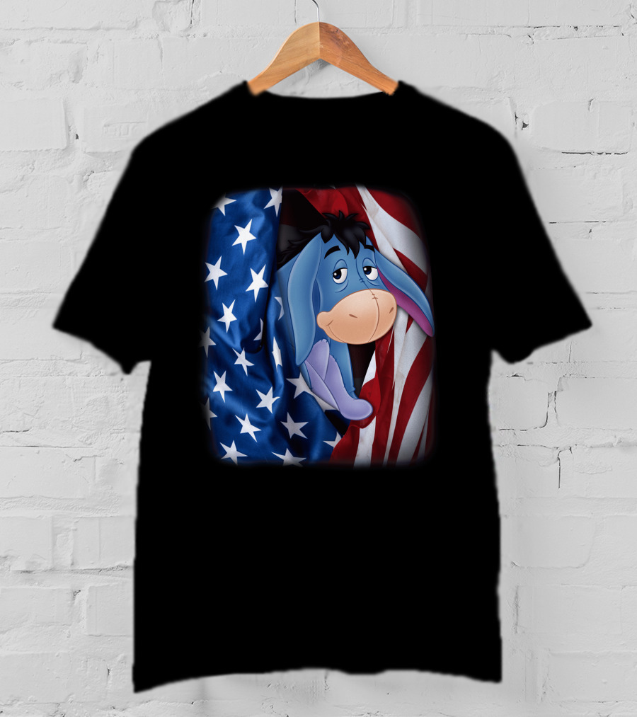 Eeyore American Flag Stars And Stripes Fourth Of July T-Shirt