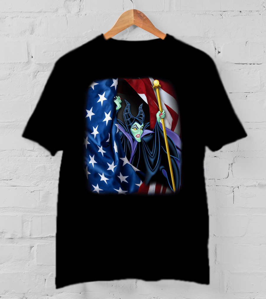 Maleficent Holding Scepter With American Flag Fourth Of July T-Shirt