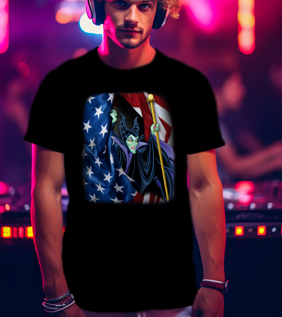 Maleficent Holding Scepter With American Flag Fourth Of July T-Shirt