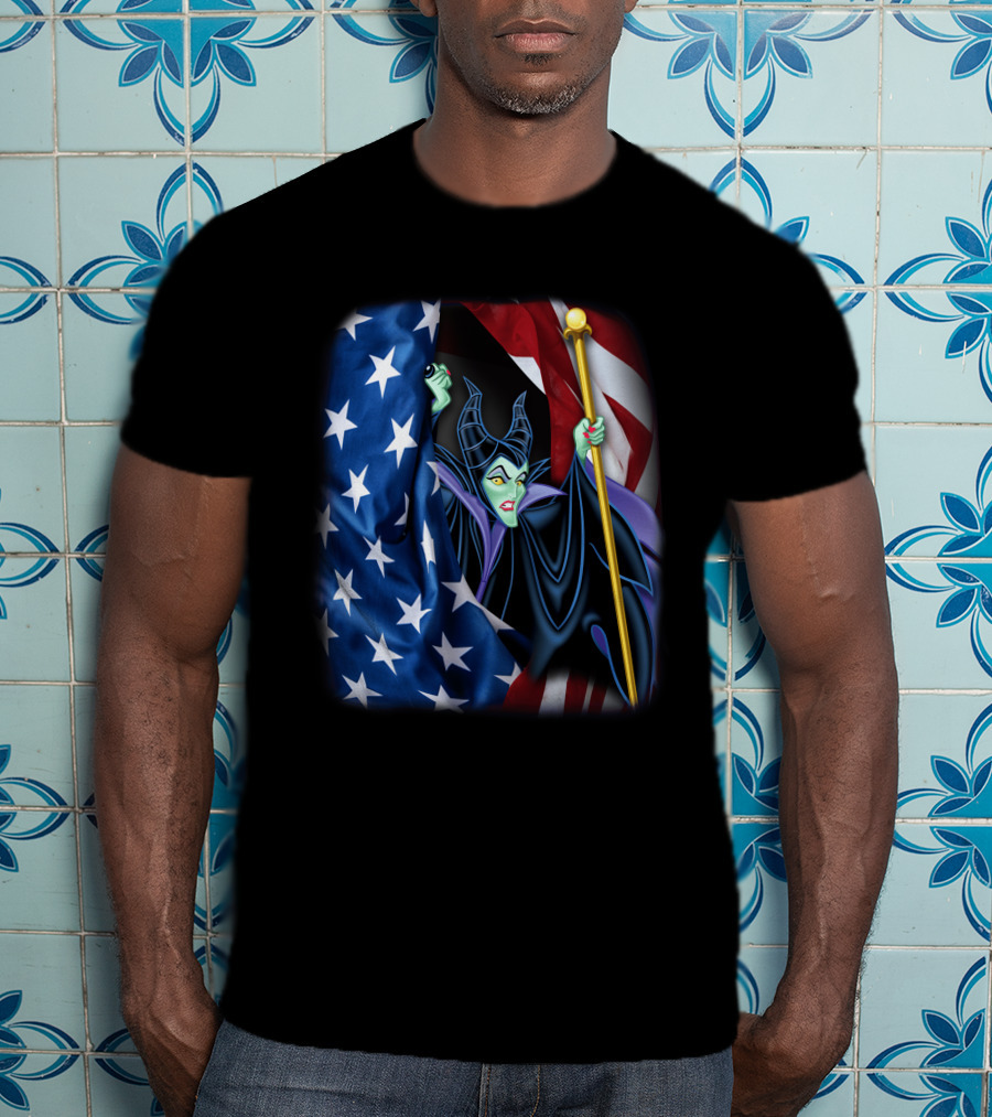 Maleficent Holding Scepter With American Flag Fourth Of July T-Shirt