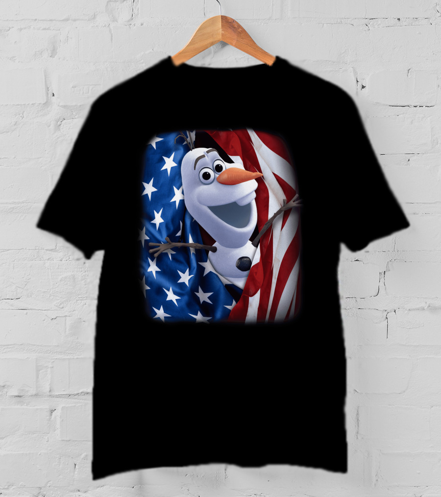 Olaf Wrapped In American Flag Fourth Of July T-Shirt