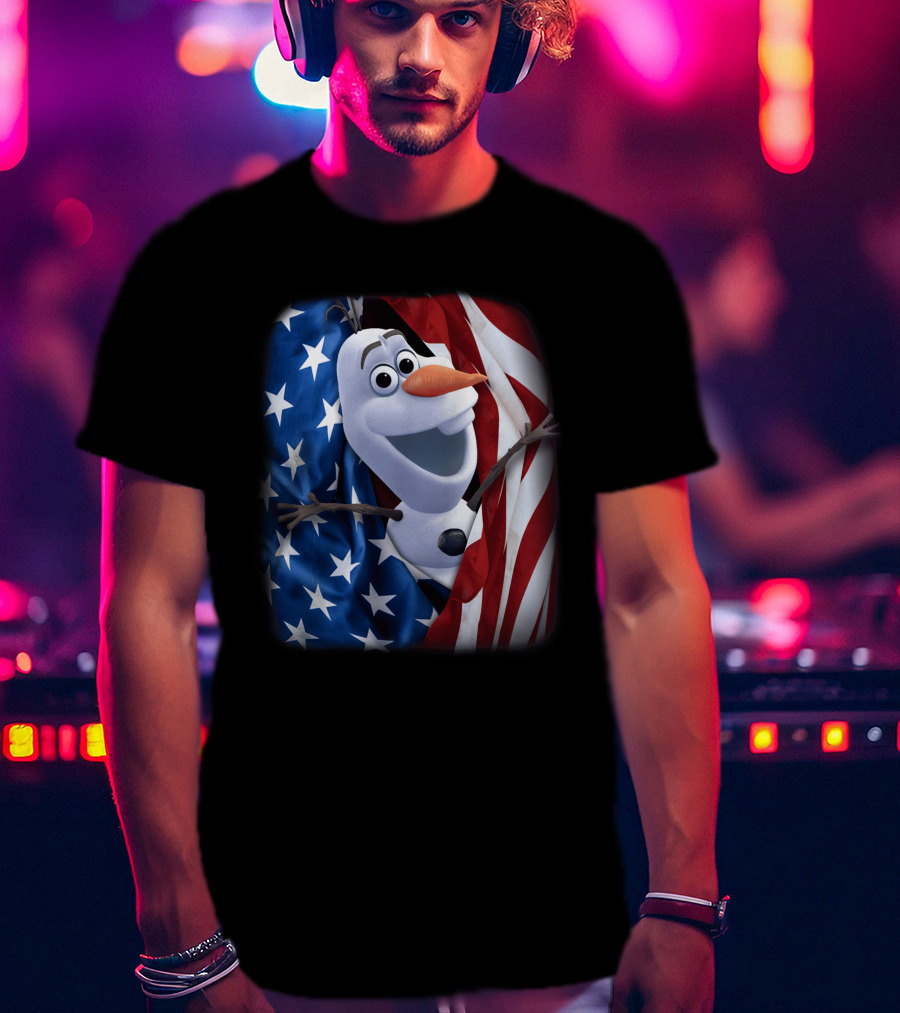 Olaf Wrapped In American Flag Fourth Of July T-Shirt