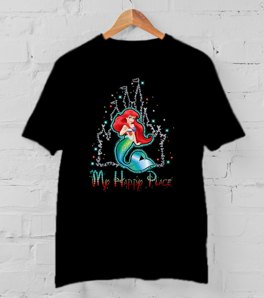 Ariel My Happy Place Disney Princess Castle Sparkle T-Shirt