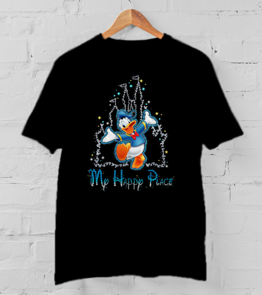 Donald Duck My Happy Place Sparkling Castle Background T-Shirt