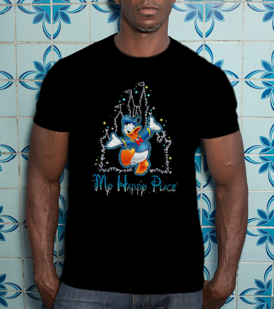 Donald Duck My Happy Place Sparkling Castle Background T-Shirt