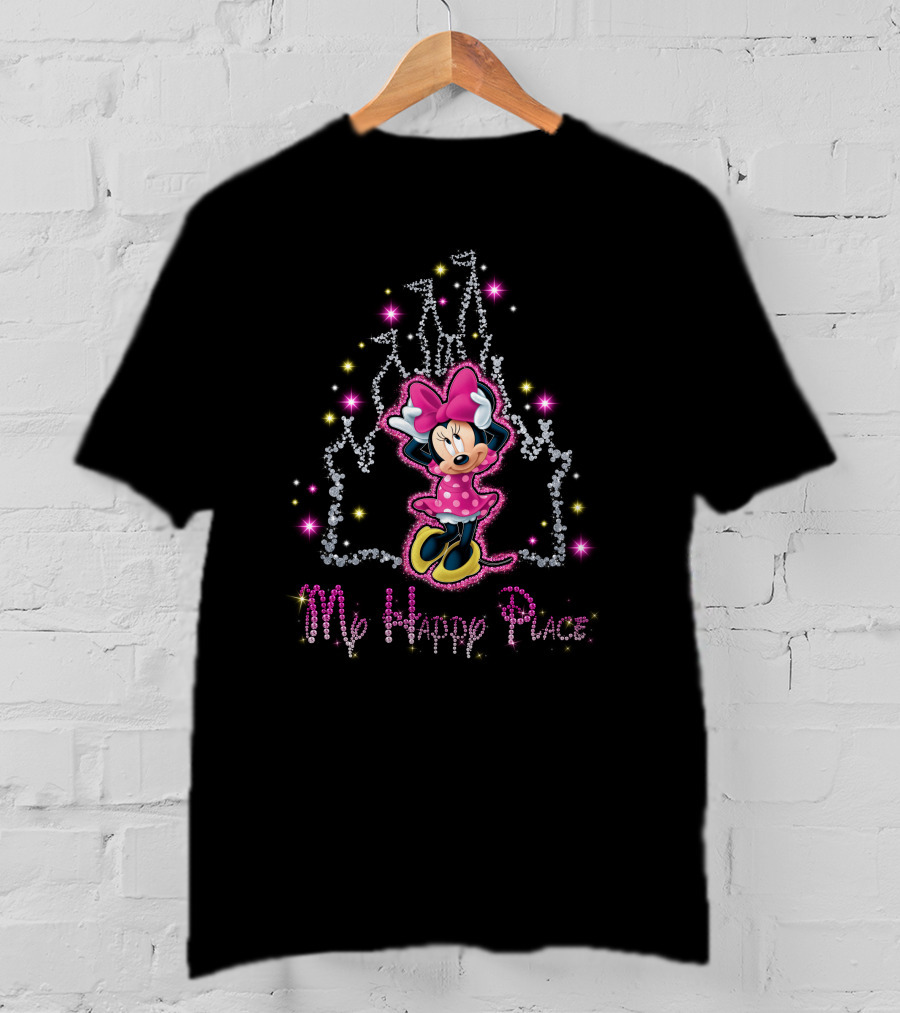 Minnie My Happy Place Pink Polka Dot Dress Castle Sparkle T-Shirt