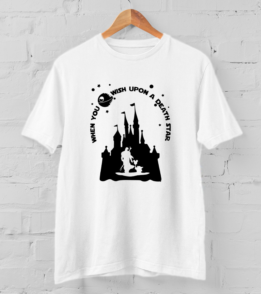 When You Wish Upon A Death Star Disney Castle Baby Yoda T-Shirt