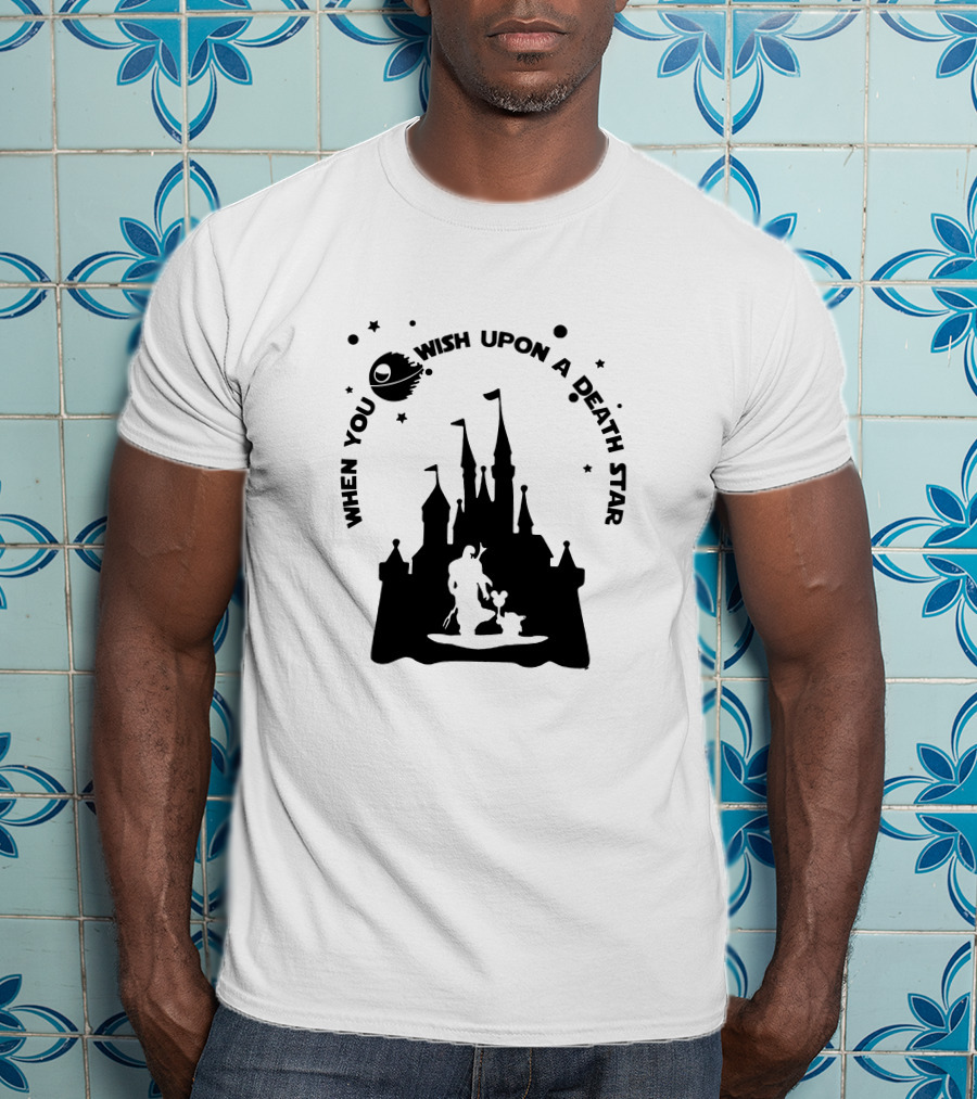 When You Wish Upon A Death Star Disney Castle Baby Yoda T-Shirt