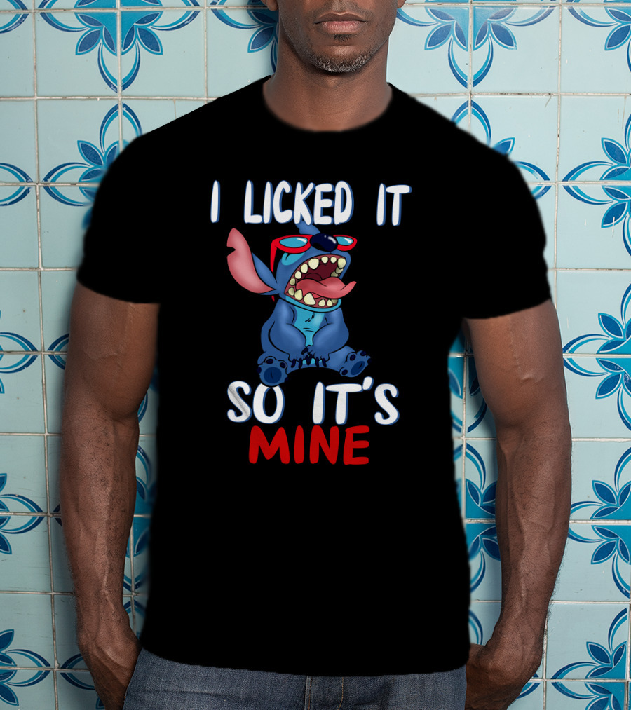 I Licked It So It's Mine Stitch Red Sunglasses T-Shirt