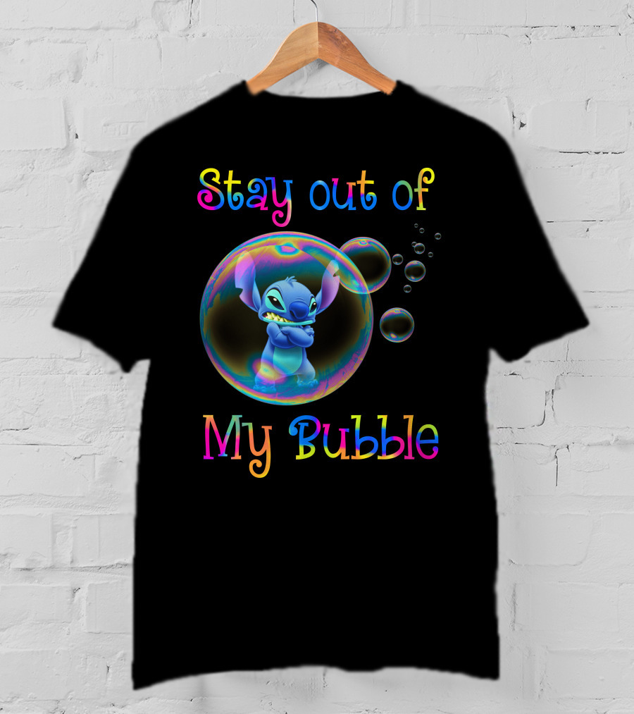 Stay Out Of My Bubble Stitch Rainbow Bubbles T-Shirt