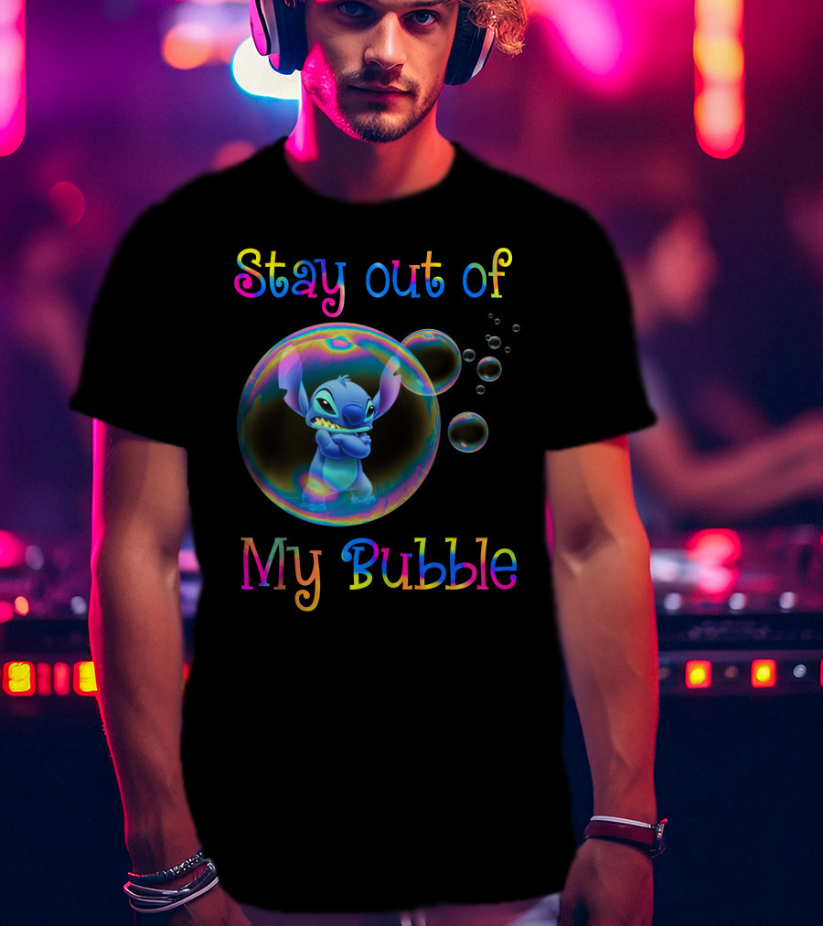 Stay Out Of My Bubble Stitch Rainbow Bubbles T-Shirt